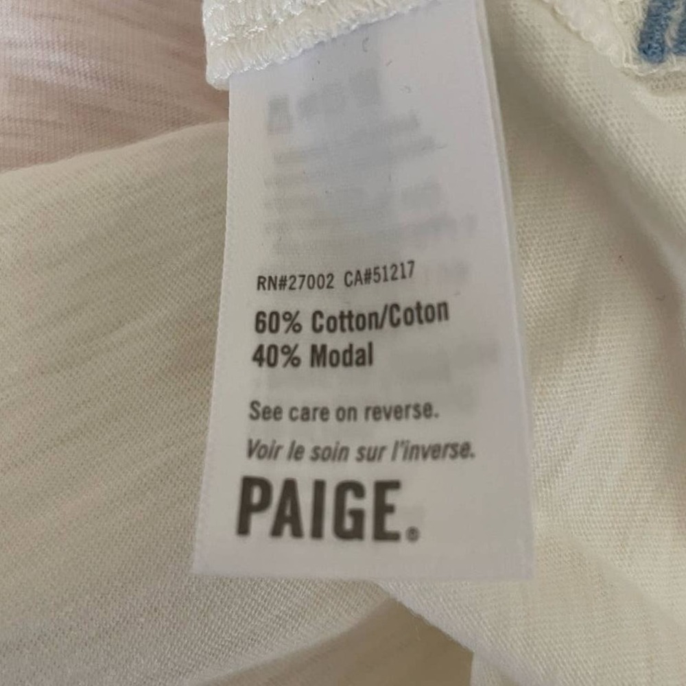 Paige Women Cotton Top S Ivory Ryo Graphic Tee Venice Beach Streetwear Y2K‎ - Picture 6 of 8